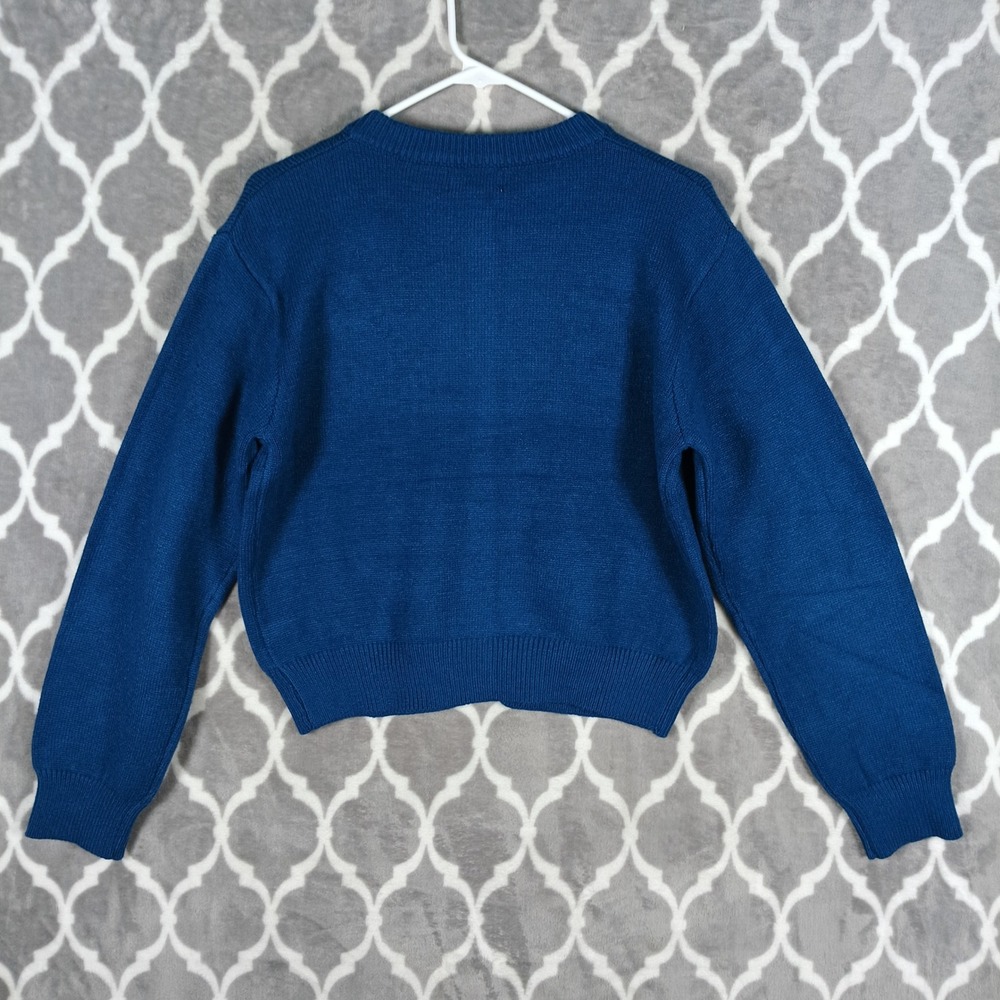 Tulip B Cardigan Sweater Women Medium Blue Floral Embroidered Cottage - Picture 4 of 7